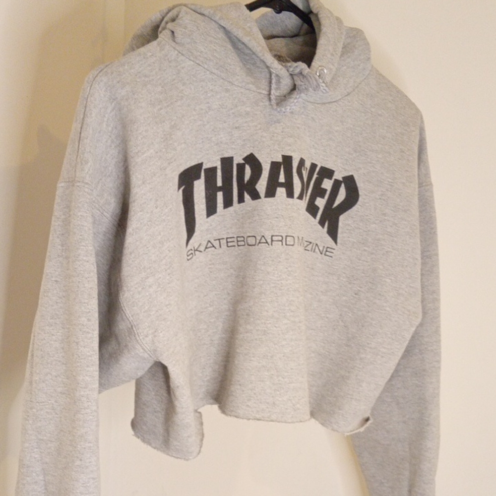 Thrasher Women's Gray Cropped Hoodie
